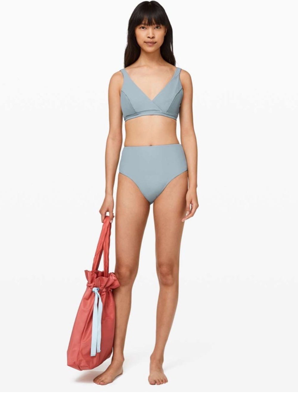 NWT Lululemon Clear Waters high waist bikini bottom ribbed blue chambray 6